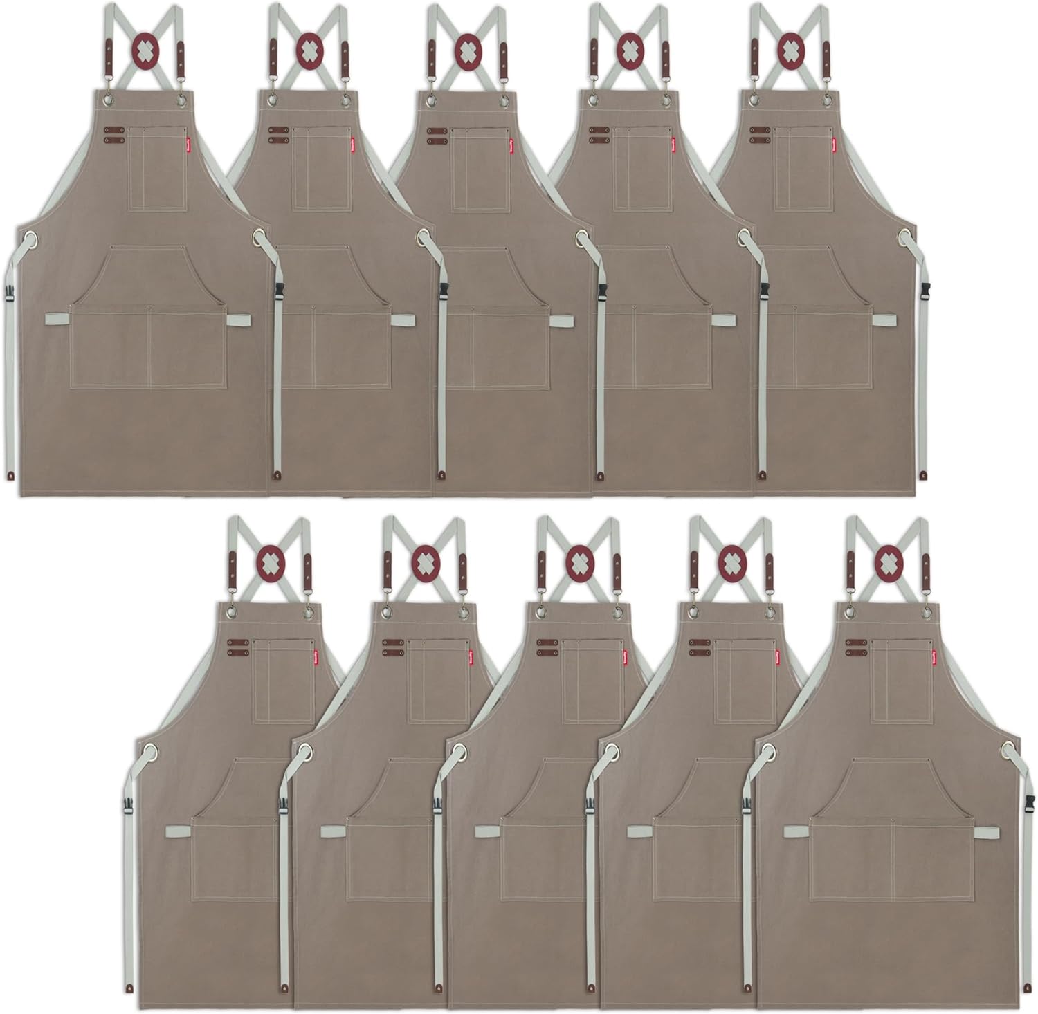 10 Pack Kitchen Apron, Work Apron, Canvas, Multiple Pockets, Gardening, Painting, BBQ, Artist, Carpenter, Sizes M to XXL, Dark Gray