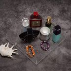 Clear Sturdy Acrylic Serving Tray with Handles - 10x10Inch - Coffee, Appetizer, Breakfast, Butler Tray - Kitchen Countertop & Vanity Table Organizer