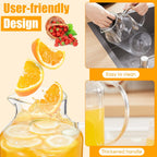 Honeydak 2 Pack 3 Liters 100 oz Column Glass Pitcher with Lid and Handle, Glass Water Jars Carafe Jug for Hot/Cold Drinks, Tea, Beverages, Parties and Picnics