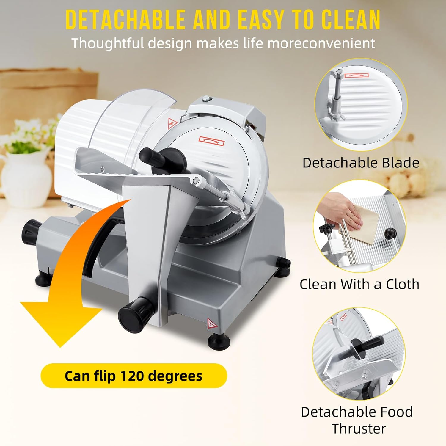 Commercial 10" Blade Meat Slicer 240W | Stainless Steel Electric Food Slicer Adjustable Thickness - Perfect for Restaurant, Deli & Home Kitchen Use