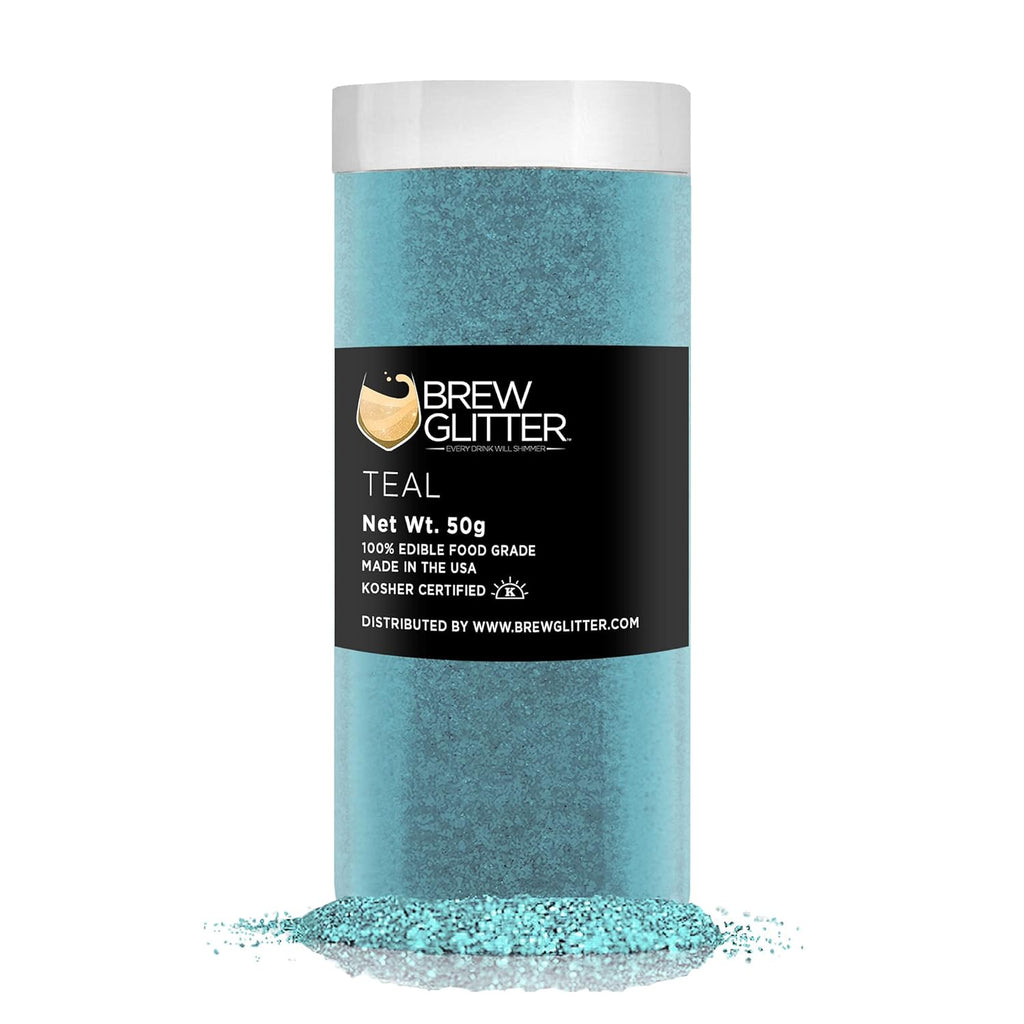Teal BREW GLITTER Edible Glitter For Drinks, Cocktails, Beer, Garnish Glitter & Beverages | KOSHER & HALAL Certified | 100% Edible & Food Grade | Vegan, Gluten, Nut Free (50g, Teal)