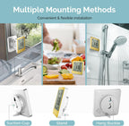 KADAMS Shower Clock Waterproof Bathroom Timer – Digital Wall Clock with Countdown, Magnetic Kitchen Clock with Temperature & Humidity, Suction Cup for Kids Shower Spa Sauna Cook Bath (Yellow)