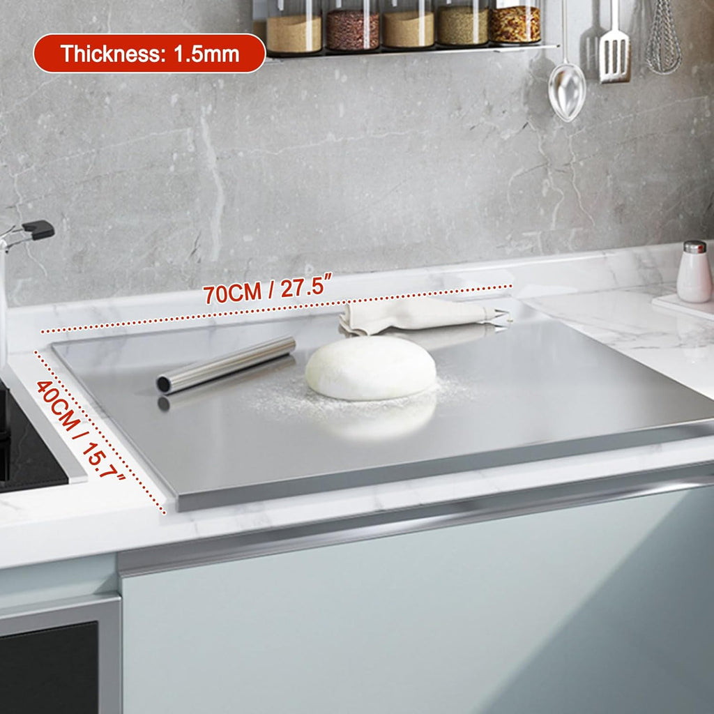 Stainless Steel Cutting Boards for Kitchen,304 Stainless Steel Chopping Boards with Lip and Non-slip silicone pad for Countertop Cutting Meats Fruits, Easy To Clean (15.7 * 27.5 * 0.06inch)