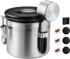 ShanSon Coffee Canister Airtight Coffee Container Stainless Steel Coffee Bean Storage Container with Scoop Coffee Canister for Beans Grounds Sugar Flour Tea Cereal,11OZ,Silver