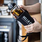 34oz tea bottle with infuser - Large Capacity Glass Water Bottle, With Time Mark, Stainless Steel Tea Strainer,Sleeve, BPA Free,For hot or cold drinks, coffee, tea and water