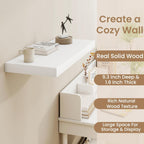 Fun Memories White Floating Shelves for Wall, 30 x 9 Inch Floating Shelf Set of 2, Rustic Natural Wood Wall Shelves, 9" Deep White Bathroom Shelves for Storage & Display