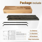 48" Rustic Farmhouse Floating Shelves – Set of 2 Acacia Wood Shelves for Stylish Wall Decor in Kitchen, Bathroom, Unique Chevron Pattern, Mocha Color, 48x8x1.5 Inches - Set of 2 - DIY