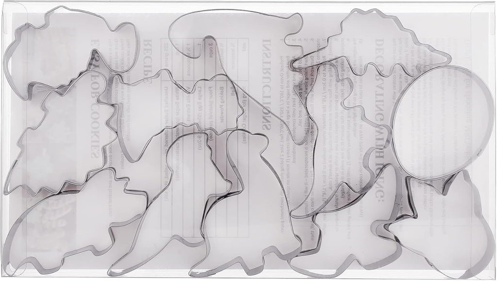 Dinosaur Cookie Cutters Set Small Size Stainless Steel Shaped for Kids Birthday Party Supplies,Footprint,Dinosaur Eggs,different dinosaur shapes.