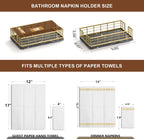 Wican Marble Guest Towel Holder Tray for Bathroom, Napkins Holder for Powder Room Dinning Table Wooden Basket for Disposable Paper Hand Towels Gold and Marble Black