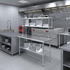 NSF Certified 18 Gauge Heavy Duty Stainless Steel Double overshelf with Brackets for Kitchens, Utility Rooms, Storage, Offices & Home