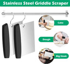 Stainless Steel Griddle Scraper Chopper, HaSteeL 6 x 5In Metal Dough Bench Scraper Cutter for Pizza and Bread, Multiple Purpose Kitchen Barbecue Utensil for Flat Top Teppanyaki Hibachi