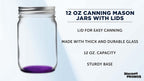 DISCOUNT PROMOS 10 Decorating Mason Jars Set, 12 oz. - Canning, Aluminum Lid - Purple