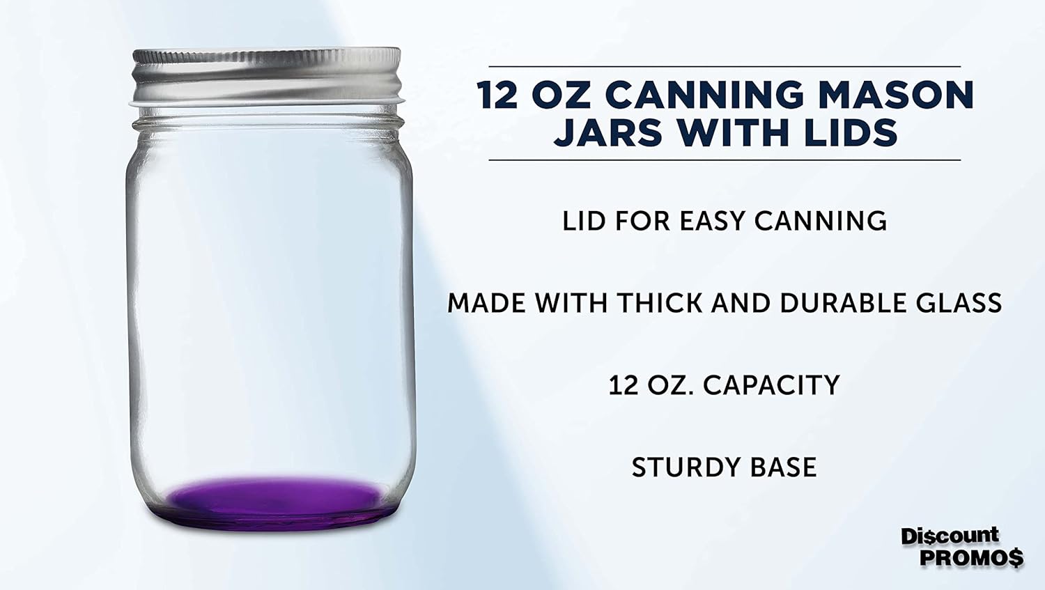 DISCOUNT PROMOS 10 Decorating Mason Jars Set, 12 oz. - Canning, Aluminum Lid - Purple
