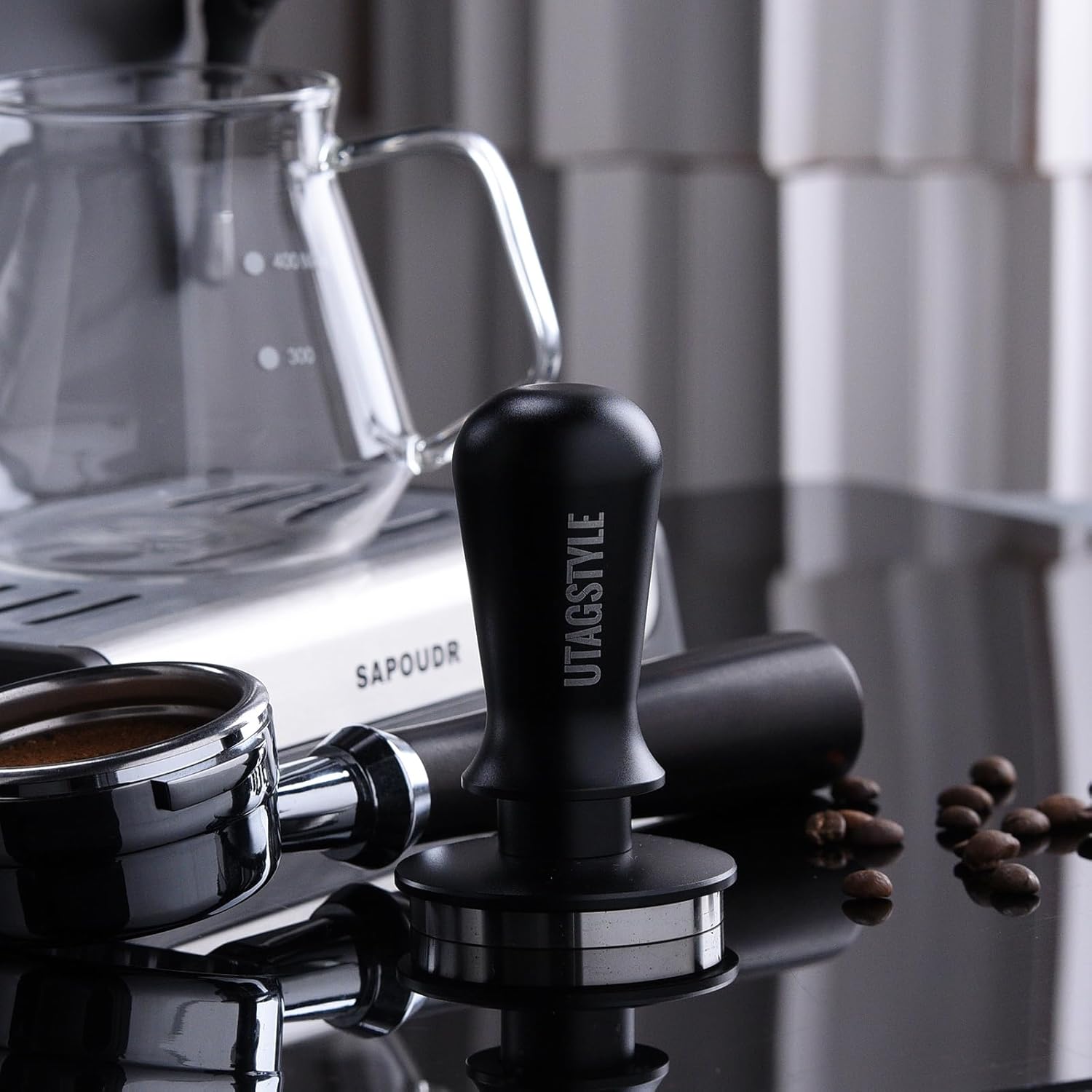 53.3mm Espresso Tamper: Coffee Tamper with Calibrated Spring Loaded - 30lb Espresso Hand Tamper - 100% Stainless Steel Flat Base Fits for 54mm Portafilter Basket