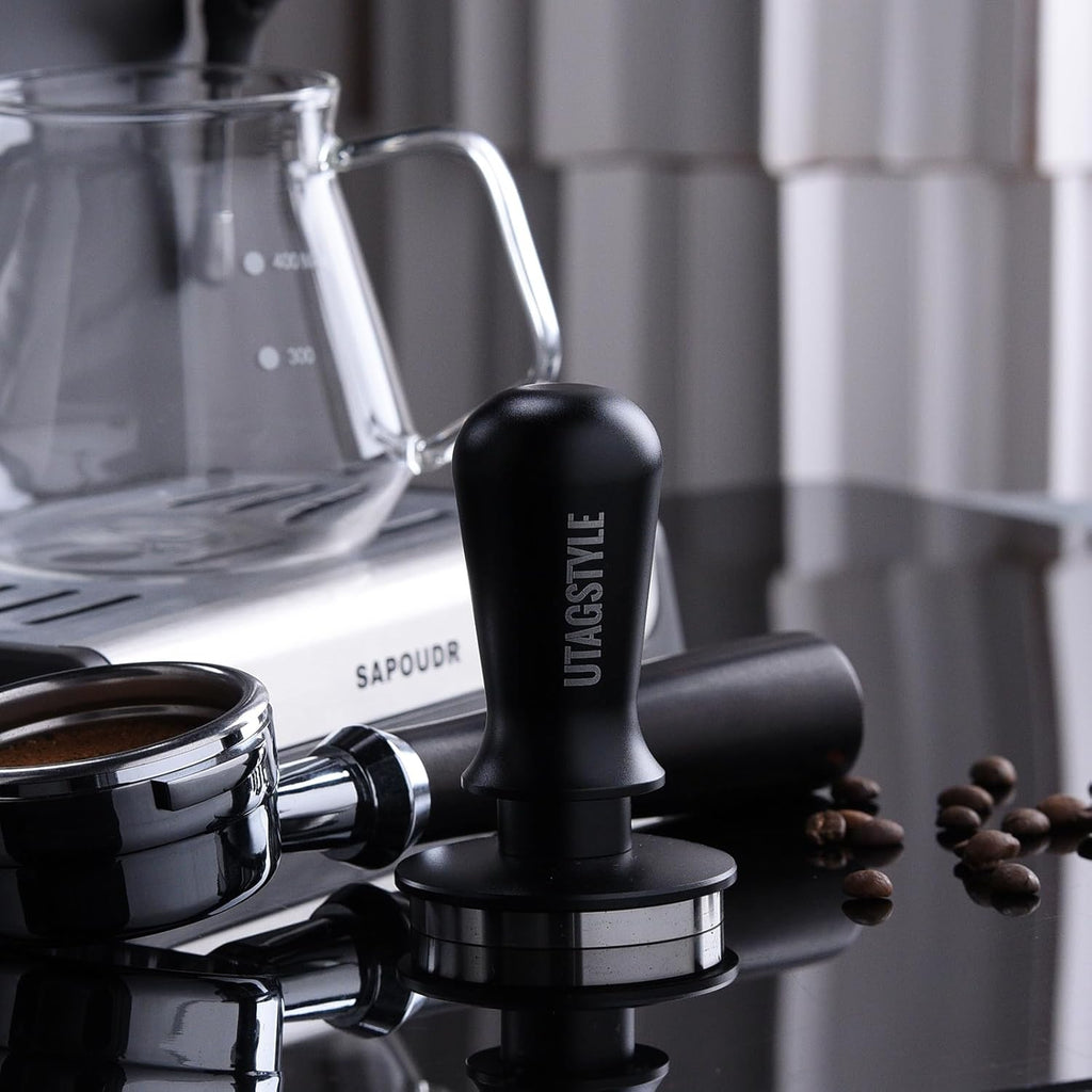 58.5mm Espresso Tamper Coffee Tamper: Espresso Press with Calibrated Spring Loaded - 30lb Espresso Hand Tamper - 100% Stainless Steel Flat Base Fits for 54mm Portafilter Basket