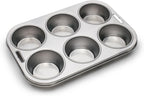 Fox Run 4867 Muffin Pan, 6 Cup, Stainless Steel