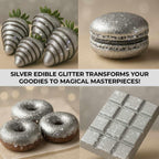Bulk 20g Silver Edible Glitter for Drinks | Premium Edible Glitter for Cakes, Cocktails, Silver Cake Decorating Decorations Food Grade, Vegan, Kosher, Halal, Gluten Free - Made in USA