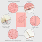 &And Per Se Dotted Journal Notebook for Women&Men with Pattern, A5 Leather Hardcover, 160 Pages 100GSM Thick Dotted Paper, 3 Sheets of Stickers Included(Blush)