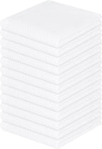 Homaxy 100% Cotton Waffle Weave Kitchen Dish Cloths, Ultra Soft Absorbent Quick Drying Dish Towels, 12 x 12 Inches, 12-Pack, White