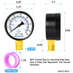 MEANLIN MEASURE 0-15Psi Well Pump Pressure Gauge 1/4" NPT 2" FACE DIAL for Water Oil Air Well Pump Tank Tire Pressure Test Lower Mount, with Teflon Tape
