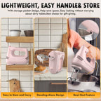 Electric Hand Mixer with Stainless Steel Whisk, Dough Hook Attachment and Storage Bag, Handheld Mixer for Baking Cakes, Eggs, Cream Food Mixers. Turbo Boost /5 Speed Kitchen Blender PINK