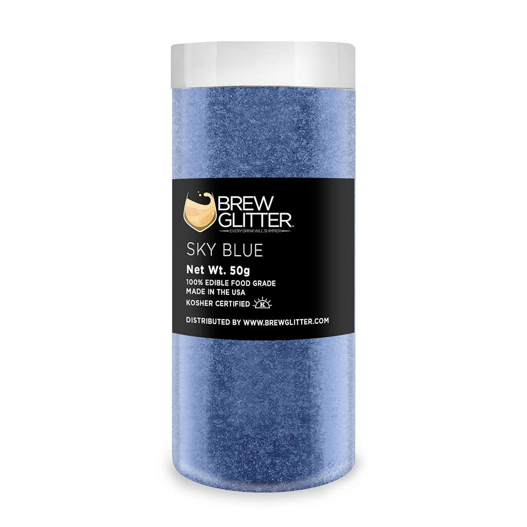 Sky Blue BREW GLITTER Edible Glitter For Drinks, Cocktails, Beer, Garnish Glitter & Beverages | KOSHER & HALAL Certified | 100% Edible & Food Grade | Vegan, Gluten, Nut Free (50g, Sky Blue)