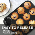 Nonstick Muffin Top Pan Set, 12-Cup, 13.5 x 10.2 inches, 2-Pack, Black