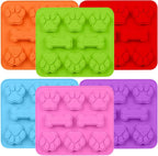 2 in 1 Puppy Dog Paw and Bone Silicone Molds,SAGOOITS Non-Stick Food Grade Silicone Molds for Chocolate, Candy, Jelly, Ice Cube, Dog （Set of 6 PCS)
