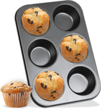 Jumbo Muffin Pan 6-Cups Cupcake Pan, Premium Large Muffin Tin for Baking, Non-Stick and Thickened Carbon Steel Jumbo Cupcake