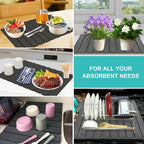 Large Diatomaceous Stone Drying Mat for Kitchen Counter, Quick Dry Collapsible Drying Mat , Absorbent Bath Mat for Kitchen Dishes Cups Bottles Bathroom Any Countertop, 24 In x 16 In, Dark Gray