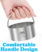 5 Pieces Circle Biscuit Cutter,Professional Stainless Steel Round Cookies Mold Tool with Handle for Baking GIFT Package