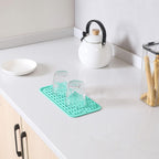Silicone Dish Drying Mat for Multiple Usage,Easy clean,Eco-friendly,Heat-resistant Silicone Mat for Kitchen Counter or Sink,Refrigerator or Drawer Liner Mint S 12 inches x 6 inches