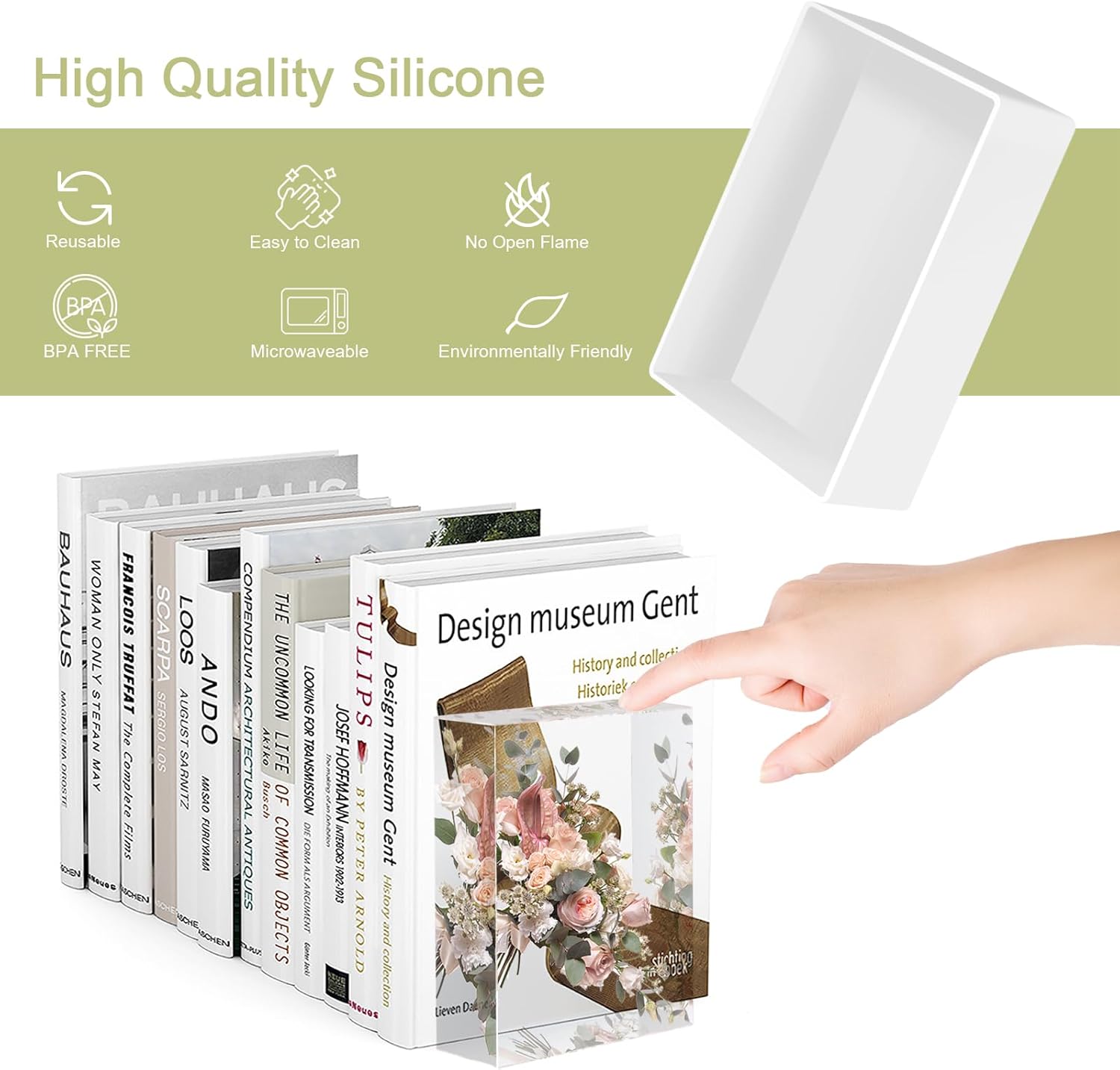 Large Resin Molds, Rectangle Silicone Molds for Epoxy Resin, 5 PCS Cuboid Resin Moulds with Wooden Support, Deep Casting Molds for Preserving Flowers, Insect Specimens, DIY Gifts, Furniture Decoration