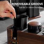 Bincoo Espresso Tamper Station - Walnut Wood Espresso Organizer for Storage 51-58mm Tamper,Distributor,Portafilter,Puck Screen,Coffee Station Holder for Coffee Bar, Adjustable Height