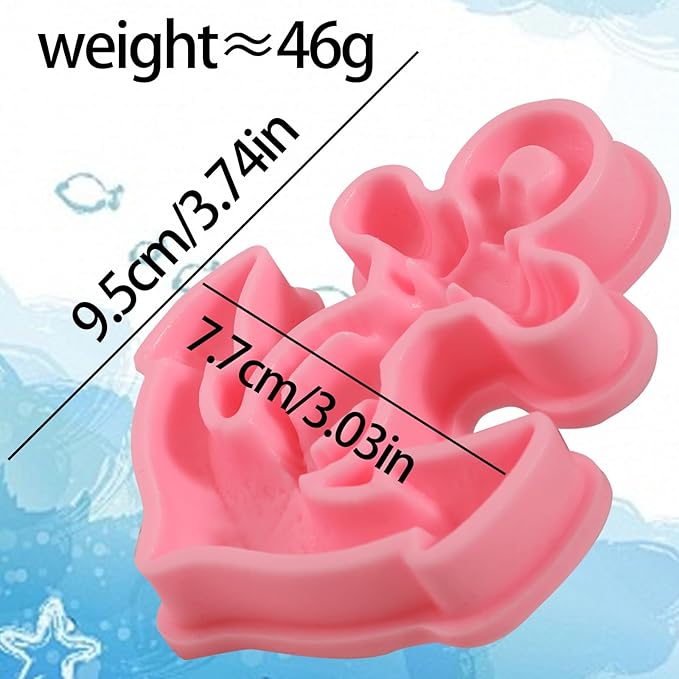 1Pcs Anchor Chocolate Fondant Mold, Food Grade Nautical Anchor Candy Silicone Mold, Suitable for Cupcake Decoration Soft Candy Biscuit Gum Making, Uv Resin Pendant Clay Plaster Modeling