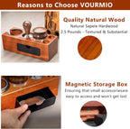 Espresso Tamping Station - 8 in 1 Espresso Coffee Organizer for Storage 51/53/54/58MM Espresso Tamper, Distributor, Portafilter & Puck Screen Accessories, Wooden Tamper Station