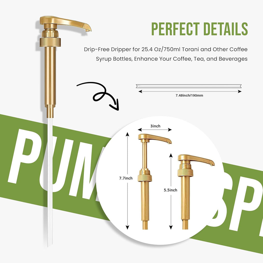 Jimoco® Syrup Pump Dispenser + Torani® Cane Sugar Syrup, 25.4 oz - Coffee Syrup Pump & Flavoring Bundle