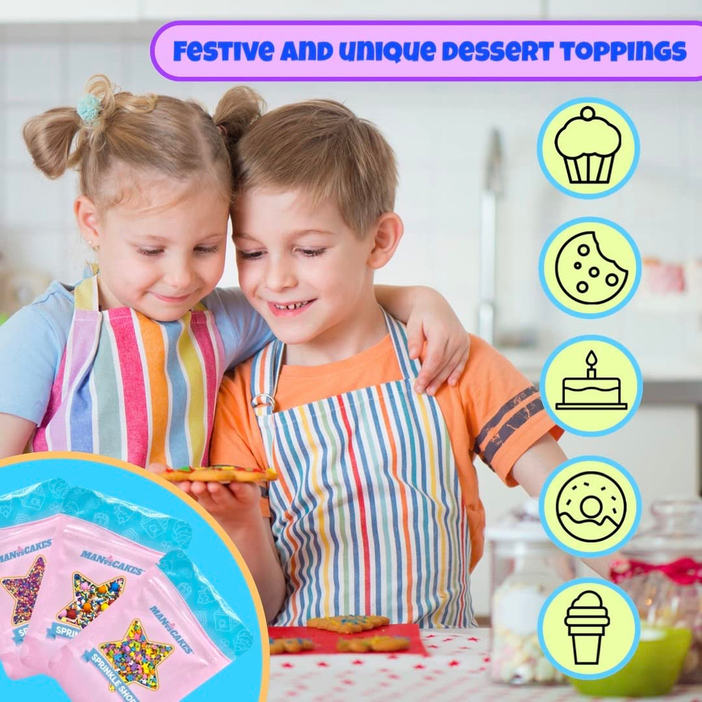 Manvscakes, pink sprinkles, valentines, cake sprinkles, gluten free, cookies, chocolate, fondant, princess topping, ice cream, edible, dessert decoration (Pink Blue)