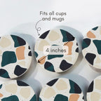 Black Terrazzo Drink Absorbent Coasters with Holder Set of 6, Ceramic Coaster for Drinks, Coffee Table Decor, Water Absorbing Stone Coaster for Drinks (Midnight)