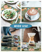 AMOAMI Coffee Mat - Hide Stain Rubber Backed Absorbent Dish Drying Mat for Kitchen Counter - Bar Accessories Fit Under Coffee Maker, Espresso Machine, Dish Rack - Floral Green 16x24