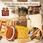 Labina Glass Storage Container Airtight Food Jars Kitchen Canister with Wood Lids, 60 Oz Wide Mouth Pantry Organization Glass Jar for Flour, Sugar, Cookie, Spagetti, Nuts and Candy