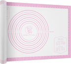 Silicone Pastry Mat for Dough Rolling, Extra Large Silicone Baking Mat with Measurements, Baking sheet for Cookies Fondant Pie Crust, Countertop Protector