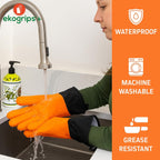 Ekogrips+ Premium Silicone Oven Mitts - Comfy, Waterproof, Heat Resistant BBQ Gloves for Grilling, Long Cuff for Added Protection, 5 Finger Dexterity, 3 Sizes, 4 Colors, L/XL, Orange