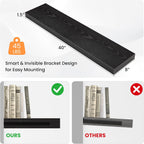 Floating Shelves for Wall, 40" W x 8" D x 1.5" H, Wooden Wall Mounted Display Shelves with Invisible Brackets for Living Room, Bedroom, Bathroom, Kitchen Decor and Storage, Set of 2, Black