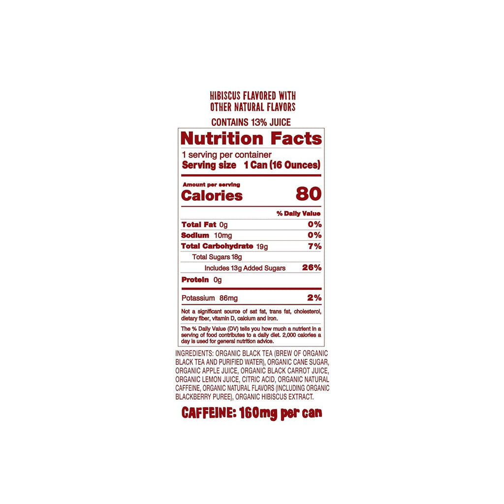 Drink Weird Organic Agua de Jamaica Hibiscus Black Tea – 16oz Cans, 160mg Organic Caffeine, Pack of 12 – Bold & Refreshing Energy Drink Alternative