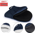 Short Oven Mitts, Heat Resistant Silicone Kitchen Mini Oven Mitts for 500 Degrees, Non-Slip Grip Surfaces and Hanging Loop Gloves, Baking Grilling Barbecue Microwave Machine Washable, 1 Piece