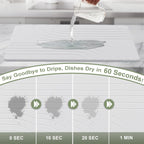 Large Stone Drying Mat for Kitchen Counter, 24" × 16" Diatomite Dish Drying Mat, Quick Dry Stone Mats, Ultra Absorbent Natural Diatomaceous Earth Mats for Dished, Bottles, White