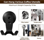 Magnetic Portafilter Holder for Espresso Machine, Coffee Tamper Organizer Rack with Powerful Magnet, Compatible with Breville/Rancilio, 51mm 53mm 58mm Portafilters, No Adhesive (Black)