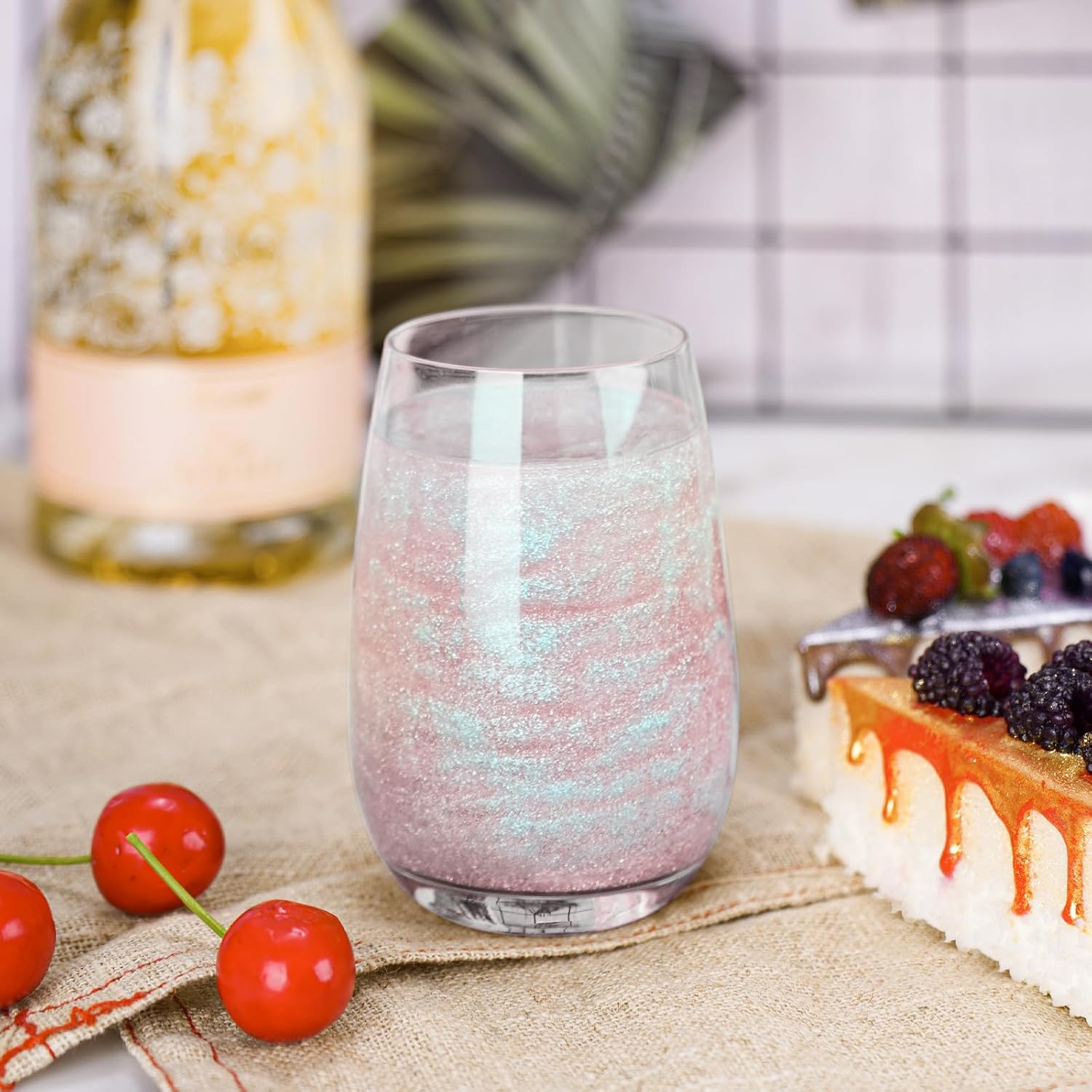 NiHome Edible Food-Grade Glitter Powder Glimmer Luster Dust Metallic Fancy Food Decorating Sprinkle Glimmery Dust for Drink Wine Beverage Cake Bakery Vegan Allergen-Free (Iridescent, 0.35oz/10g)