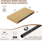 Heimlove 16 Inch Floating Shelves for Wall Oak Shelves Set of 2,Wall Mounted Rustic Wood 8 Inch Deep Floating Shelf with Invisible Brackets for Bedroom Kitchen Living Room